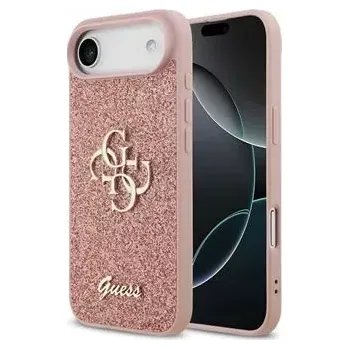 Pouzdro na mobilní telefon Guess PU Fixed Glitter 4G Metal Logo Zadní Kryt pro iPhone Air Pink