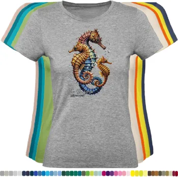 Dámské tričko damske-levne-bavlnene-tricko-digitalni-potisk-morsky-konik Barva: Grey melange - šedá směs, velikost: XXL