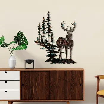 Nástěnná kovová dekorace Deer vícebarevná