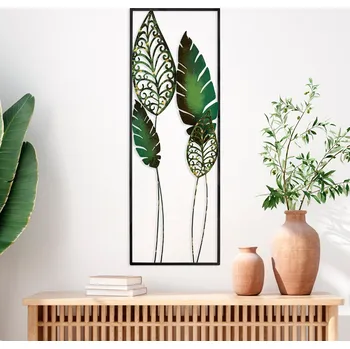 Nástěnná kovová dekorace Timeyi 2 zelená/černá