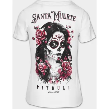 Dámské oblečení PitBull West Coast Dámské triko SANTA MUERTE ROSE - bílé - PWC_ROSESMUERTE_WHT Velikosti: S