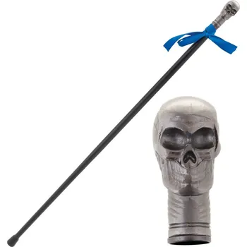 Karnevalový doplněk Kovová hůlka 93 cm lebka