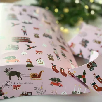 Vánoční dekorace Be Nice EKO Krabička malá Anglická pohádka růžová 3 ks