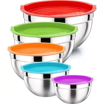 Herzberg Cooking Herzberg HG-04074: Miska na míchání s křemíkovým víkem o 5 kusech