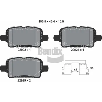 Brzdová destička Sada brzdových destiček, kotoučová brzda BENDIX Braking BPD2598