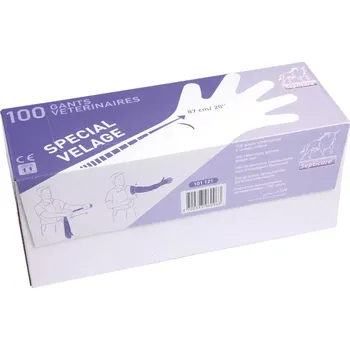 Pracovní zástěra Veterinární vyšetřovací rukavice 92 cm VETORANGE dlouhé 100 ks tloušťka 28,5 mikronů