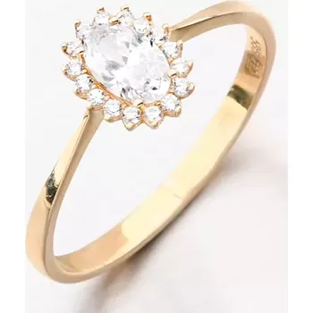 Šperk Dámský prsten žluté zlato 585 zirkon 11R-355 velikost 58