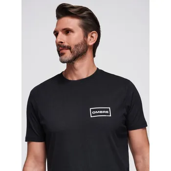 Pánské tričko Pánské pletené tričko s potiskem a střihem REGULAR - černé V2 OM-TSPT-0231 - XL