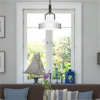 Quoizel QZ-BRECKEN-2P-OZ-OPAL - Lustr na tyči BRECKEN 2xE27/60W/230V černá/bílá