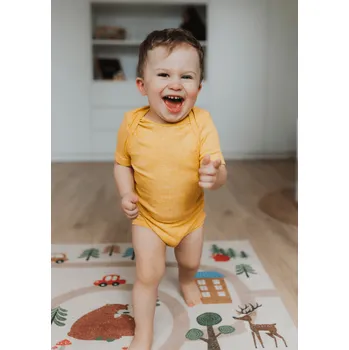 Kojenecký body Dětské body z merino vlny, bavlny a hedvábí Cosilana s krátkým rukávem žlutý melír Velikost: 62/68