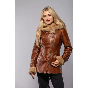 Dámský kožich Dámský hnědý kožich INESS Velikost XXL