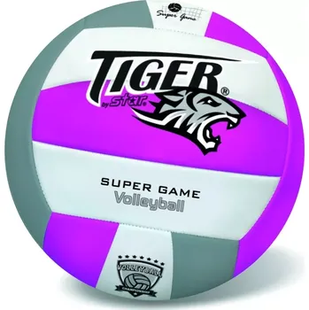 Volejbalový míč Kožený volejbalový míč Fluo Tiger fialový, velikost 5