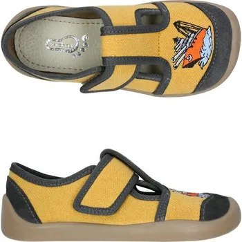 Chlapecké bačkory Bačkůrky plátěnky 3F 3BS3/13 bar3foot super flexi žluté s lodí barefoot velikost: 27