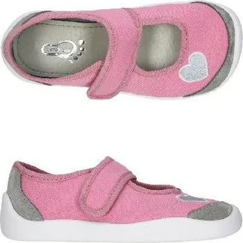 Dívčí bačkory Balerínky přezůvky 3F M-ATHENA 3BS2/22 bar3foot super flexi růžové se srdíčkem barefoot velikost: 30
