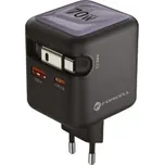 Forcell F-Energy nabíječka GaN USB-C + USB-A + navíjecí kabel USB-C, PD, QC4.0, 3A, 70W, šedá