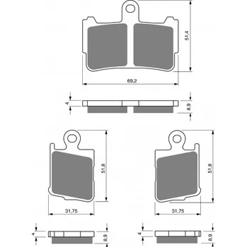 Brzdová destička Brzdové destičky GOLDFREN 298 S33 STREET FRONT (1 set = 2pcs small/large)