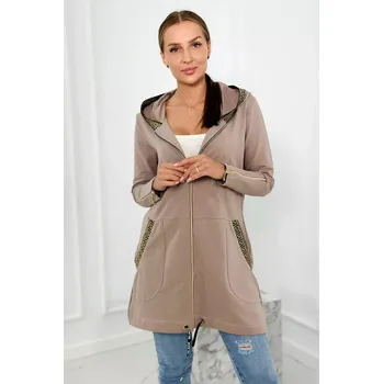 Dámská mikina Dámská delší mikina s ozdobnou stuhou 9320 Béžová - K-Fashion béžová uni