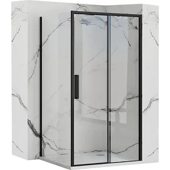 Sprchový kout REA RAPID SLIDE 130/dveře x 80/zástěna cm, černý/transparent - bez vaničky