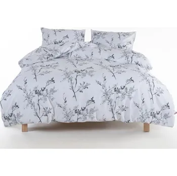 Povlečení Bílé/šedé povlečení na jednolůžko z bavlny Renforcé 140x200 cm White Floral – Mila Home Luxury ID_1813846