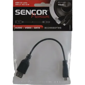 Datový kabel SCO 513-001 USB A/F-Micro B/M,OTG SENCOR