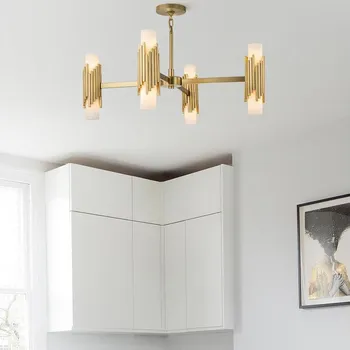 Elstead MARVELE8-AB-OPAL - Lustr na tyči MARVELE 8xE14/40W/230V zlatá