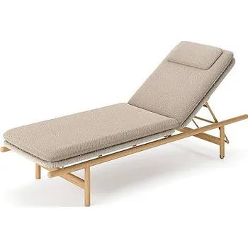 Zahradní lehátko Jati Kebon Lehátko polohovací Benoa, Jati Kebon, rám teak, pásový výplet barva linnen, bez polstrů