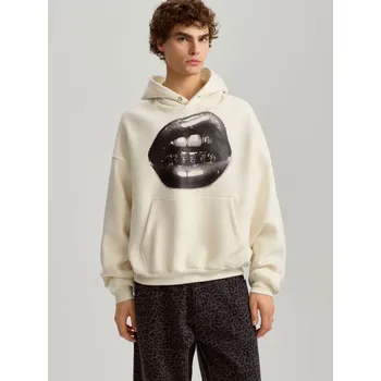 Pánská mikina Mikina s kapucí a potiskem - XL - House - krémový - 722CC-01X