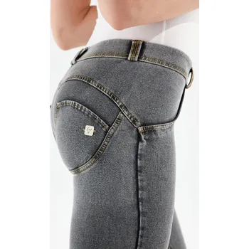 Dámské kalhoty Freddy kalhoty WR.UP džínové šedé, zlatý šev, normální pas, skinny střih, organická bavlna Vybraná velikost: S