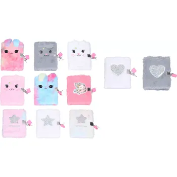 Wiky Deníček nelinkovaný se zámkem 10,5 x 15 cm plyš, 70 listů