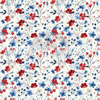 Úplet, Drobounké červené, modré a bílé kvítky (E) (Top kvalitní úplet Bella digitisk)