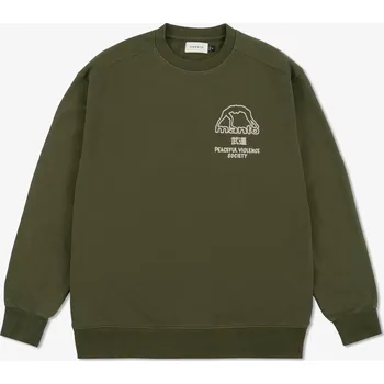 Pánská mikina MANTO Pánska mikina crewneck SOCIETY - zelená - MNT_SOCIETY_KHAKI Velikosti: L