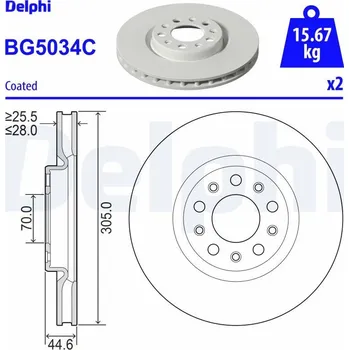 Brzdový kotouč Brzdový kotouč DELPHI BG5034C