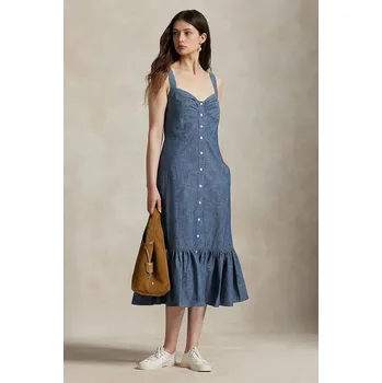 Dámské šaty Bavlněné šaty Polo Ralph Lauren 211972068 modrá 55J, vel. 44