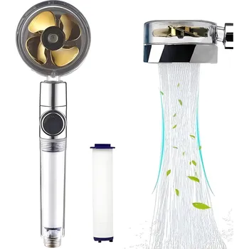 Sprchová hlavice Otočná Sprchová hlavica s turbínovým filtrom-Strieborná/Zlatá