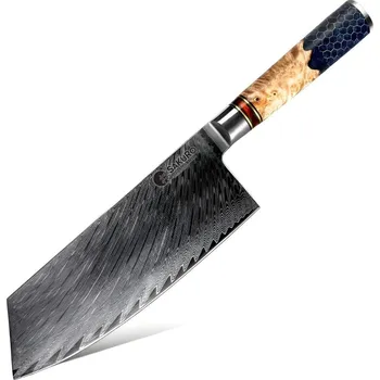 Kuchyňský nůž Sekáček z damaškové oceli SaKuRo Honey 19 cm