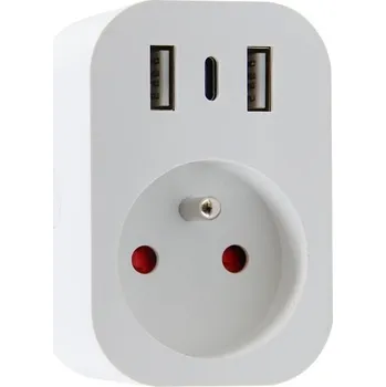 Elektrická zásuvka IMMAX NEO SMART chytrá vnitřní zásuvka s kolíkem (typ E)/ 16A/ 2x USB/ 1x USB-C/ Zigbee/ LIDL/ TUYA