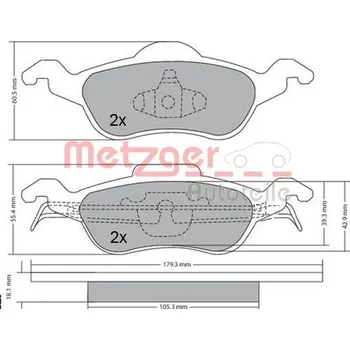 Brzdová destička Sada brzdových destiček, kotoučová brzda METZGER 1170038