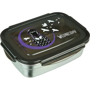 Svačinový box oxybag Box na svačinu Wednesday – nerezový s průhledným víkem, 550 ml