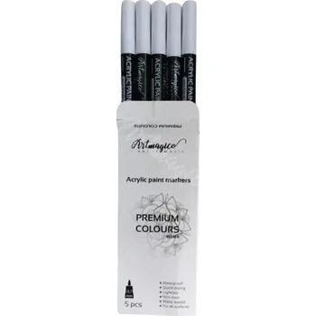 Artmagico akrylový popisovač 5 ks s Extra jemným hrotem Bílé