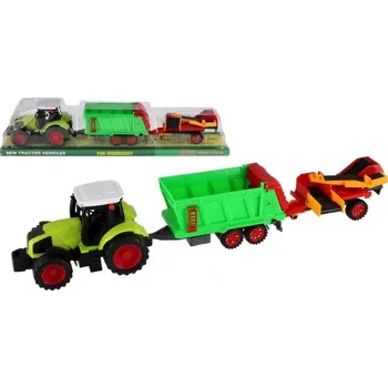 Hračka Traktor s vlekem a pásem plastový, 56cm, setrvačník