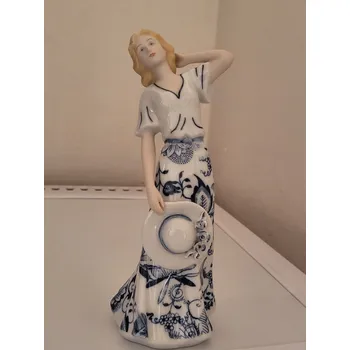 Figurína Cibulák Dáma s Kloboukem 23 cm český porcelán Dubí