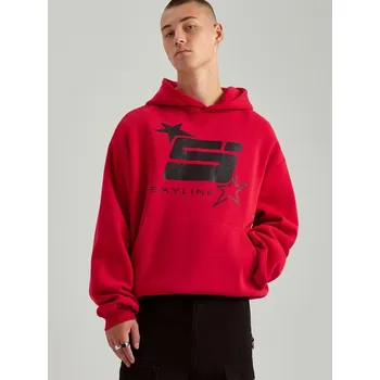 Pánské tričko Oversize mikina s potiskem - L - House - červené - 012CD-33X