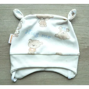 Kojenecká čepice AMÁLKA Bavlněná čepička s oušky, Méďa Velikost: 56-62