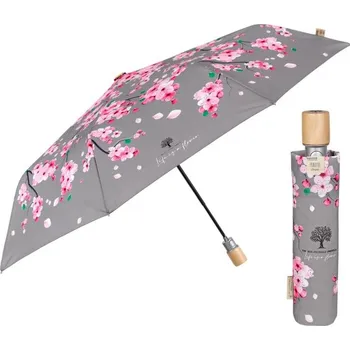 Elegantní skládací dámský deštník Perletti Green "Fiore Di Pesco", 19156