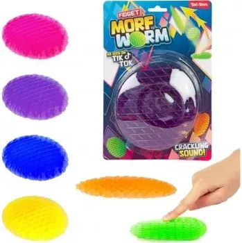 Fidget worm měnící tvar antistresový plast 13cm 6 barev na kartě