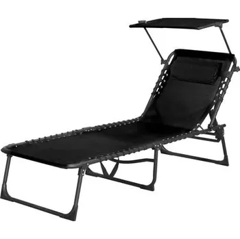 Zahradní lehátko Lehátko se stříškou CONOPEUM, černé, polohovatelné, 188x56x28 cm