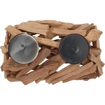 Svícen Dřevěný antik svícen na 2 válcové svíčky Driftwood - 30*17*15 cm