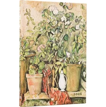 Cizojazyčná kniha Diář denní 2026 Cézannovy terakotové květináče a květiny, Mini, Verso
