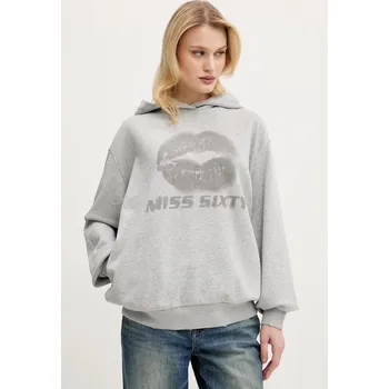 Dámská mikina Bavlněná mikina Miss Sixty dámská, šedá barva, s kapucí, s potiskem, 6S1TJ59900 09X, vel. S