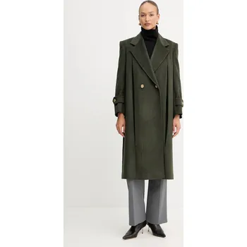 Dámský kabát Vlněný kabát Weekend Max Mara SMALTO zelená barva, 2525016026600 87X, vel. 38